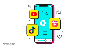 Illustration of a mobile phone with social media apps