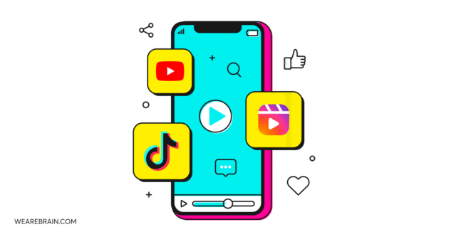 Illustration of a mobile phone with social media apps