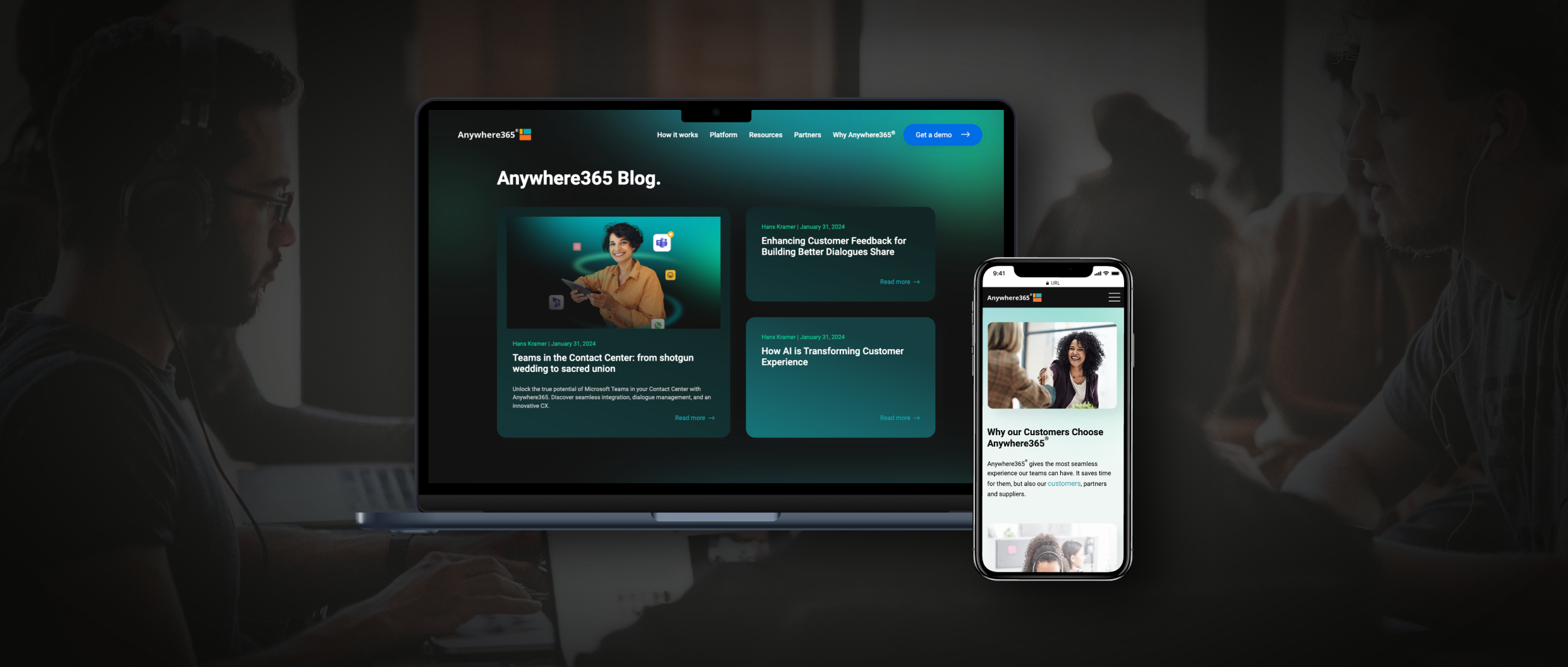 Laptop and mobile phone showing a website