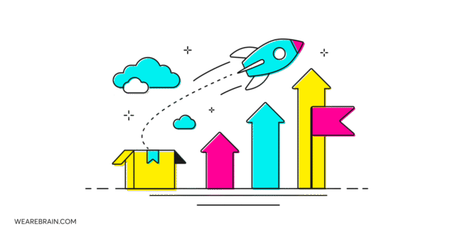 Illustration of a rocket flying