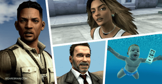 Image of celebrities with a PS2 filter style