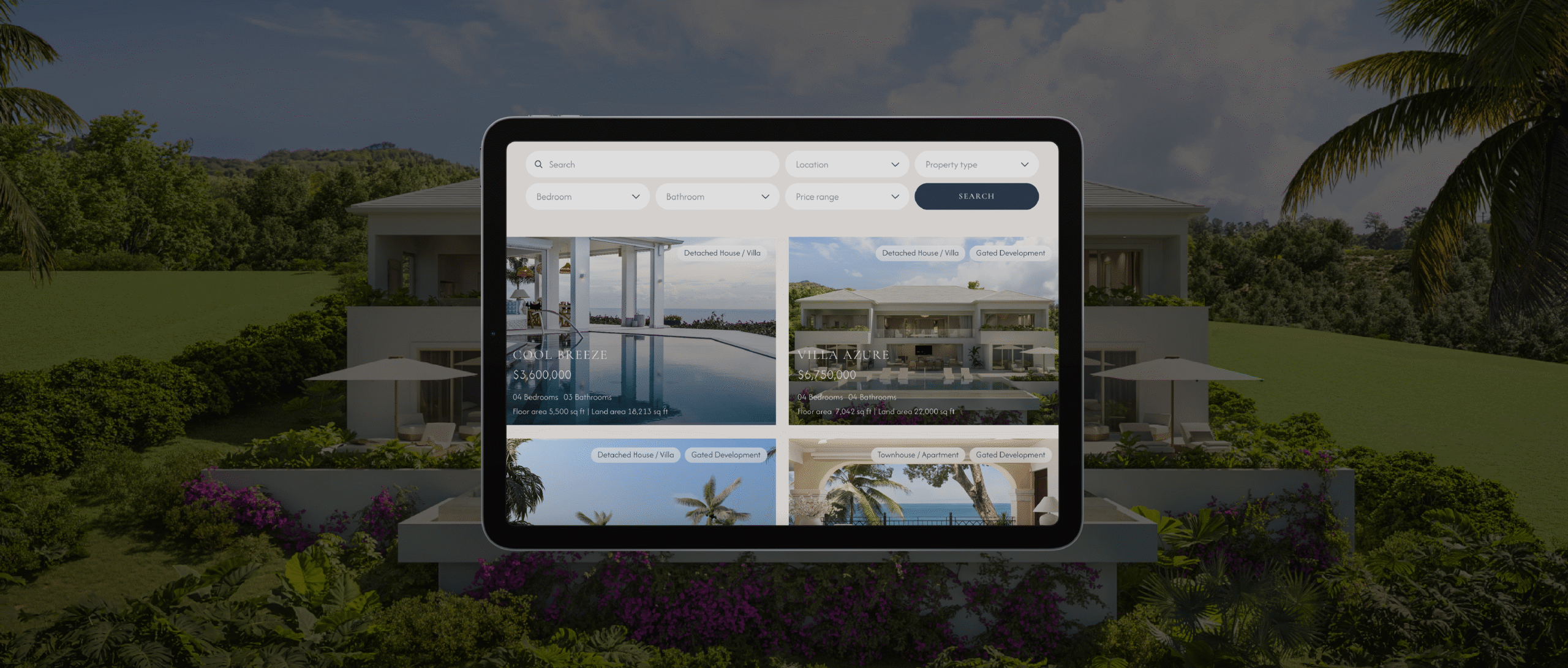 Tablet showing a website