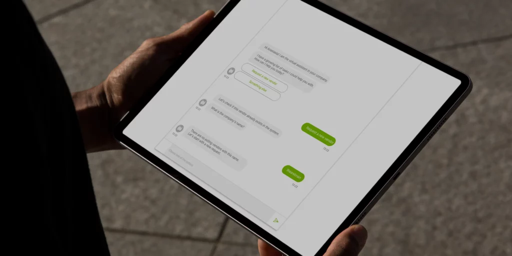 tablet displaying chatbot