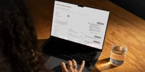 laptop displaying Heineken's chatbot