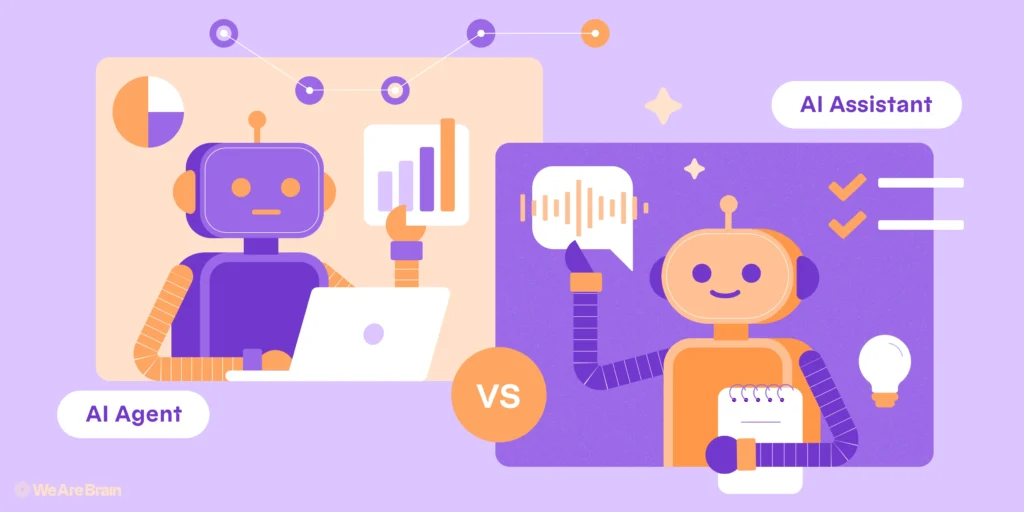 AI robot and AI assistant illustration