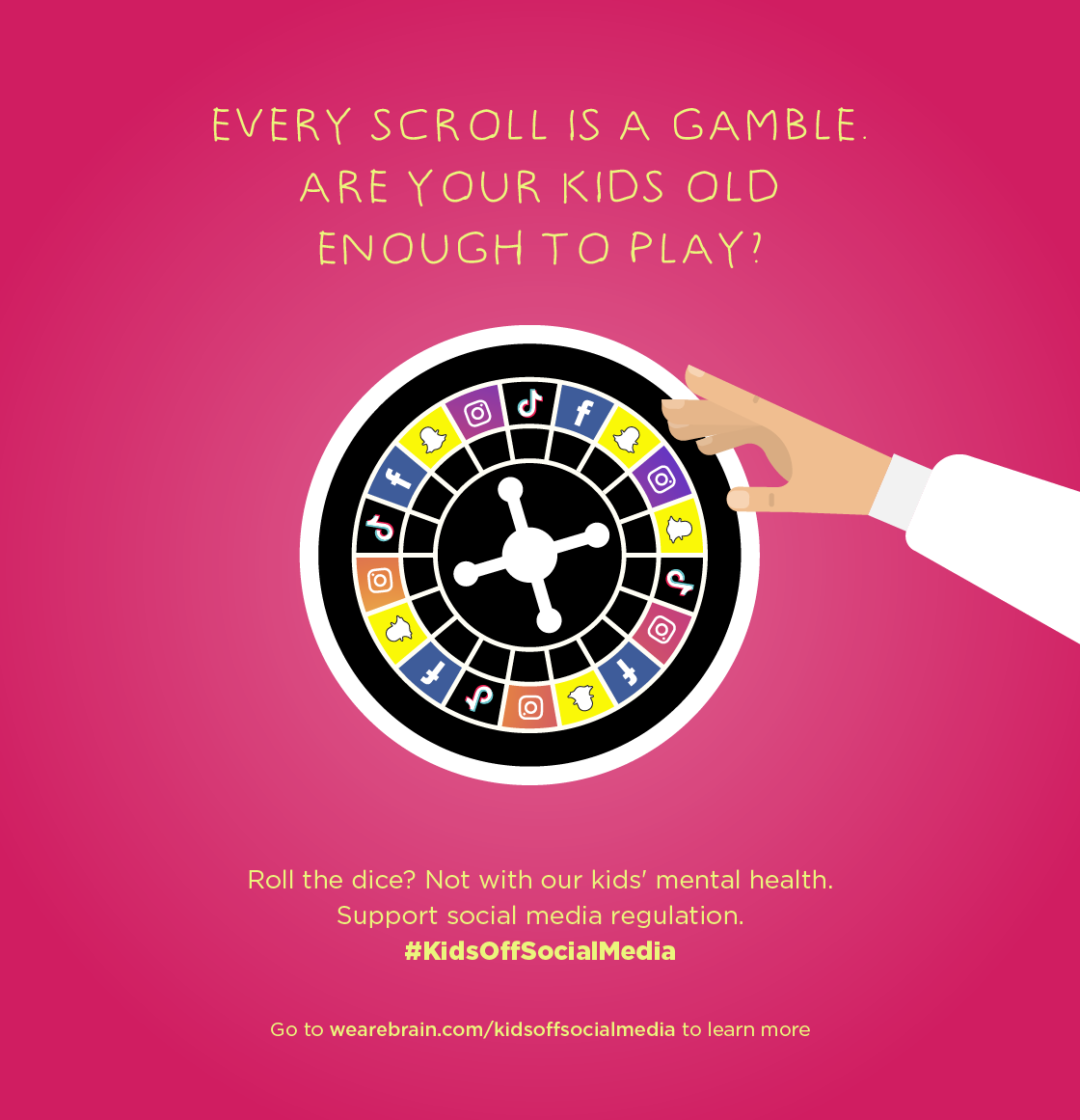 Illustration of casino wheel with social media icons on it