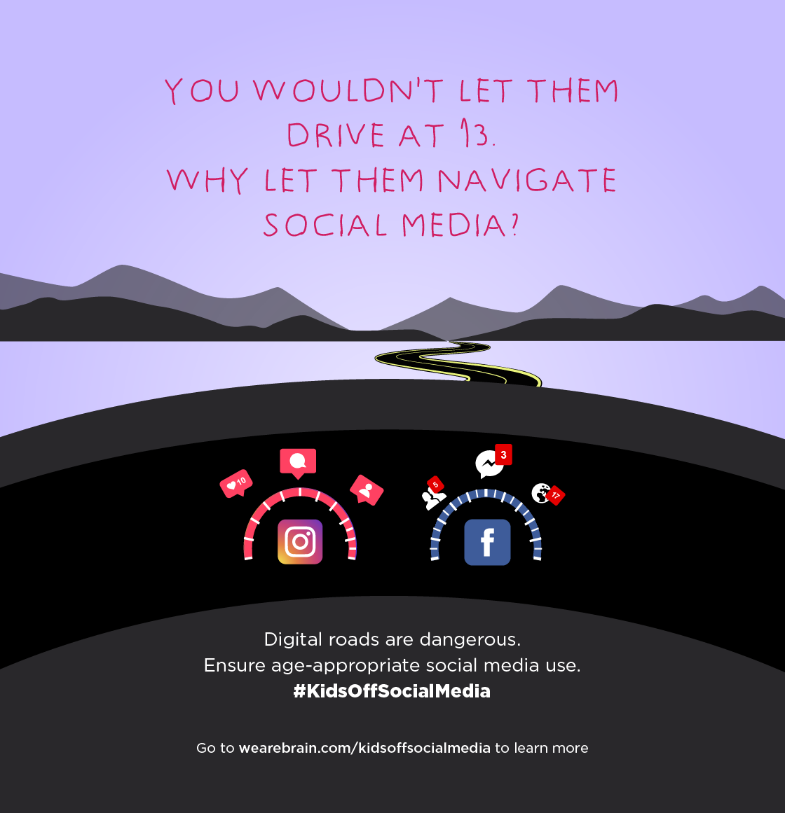 Illustration of car speedometer with social media icons on it