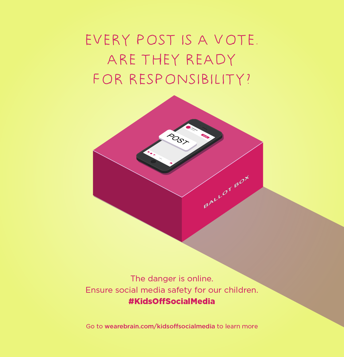 Illustration of voting ballot box with the phone and post button
