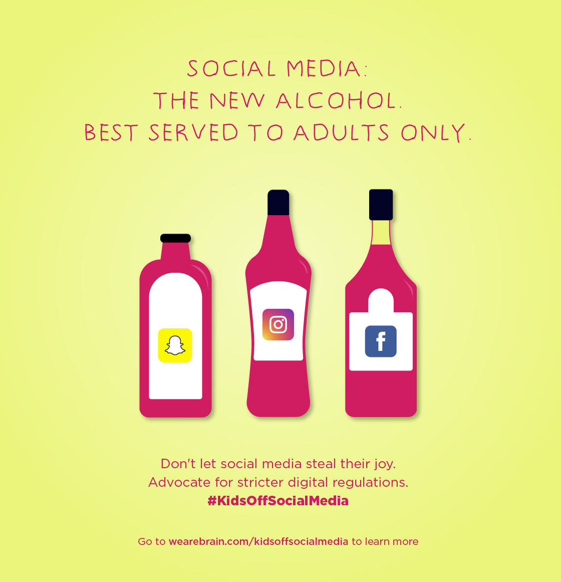 Illustration of alcohol bottles with social media icons on them
