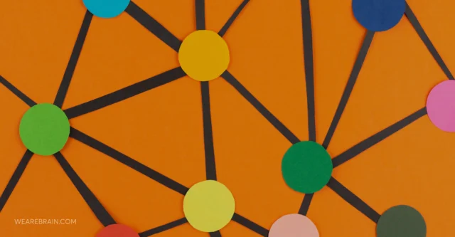 Network concept with colorful dots