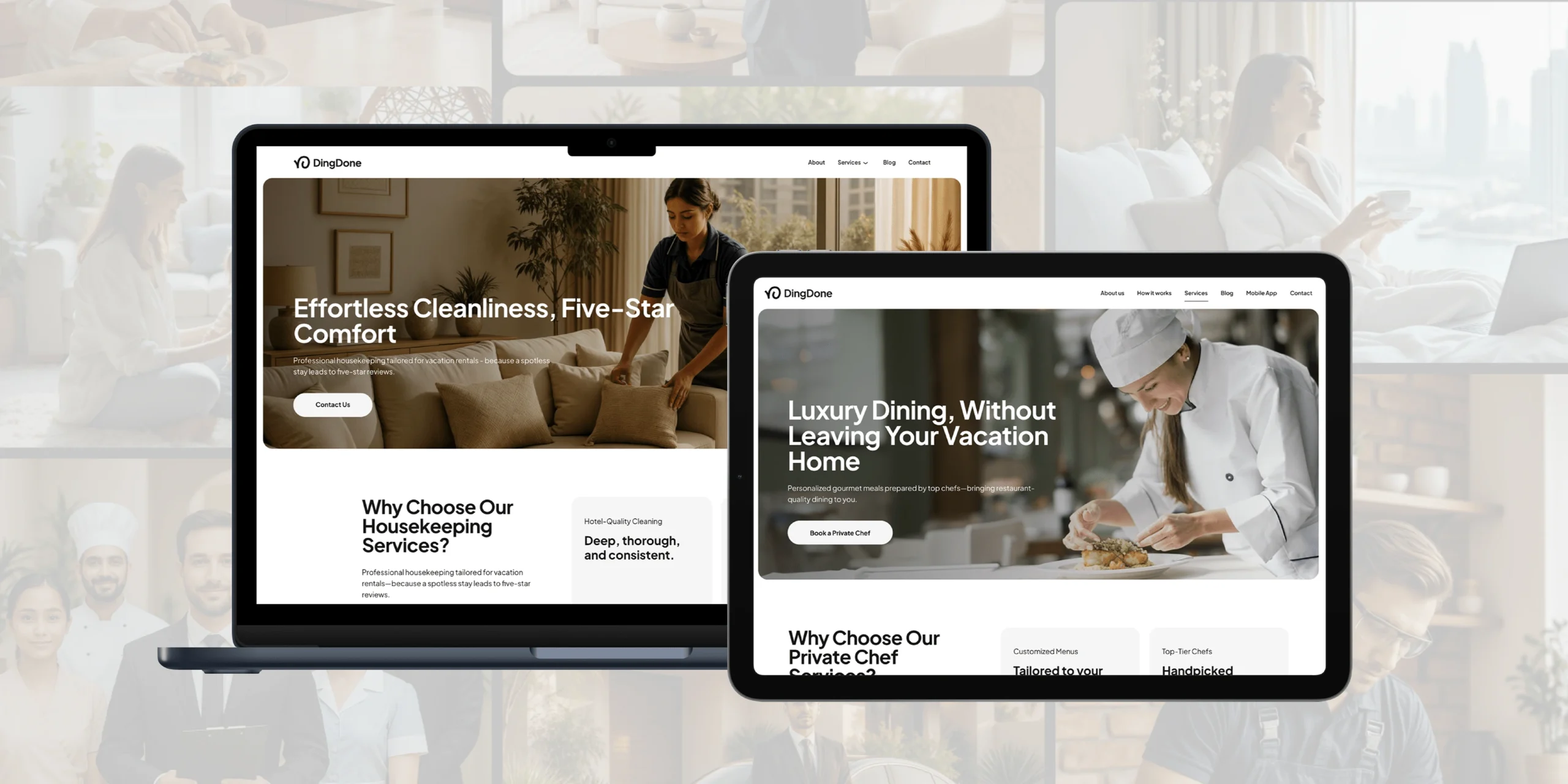 DingDone mockups of laptop and tablet