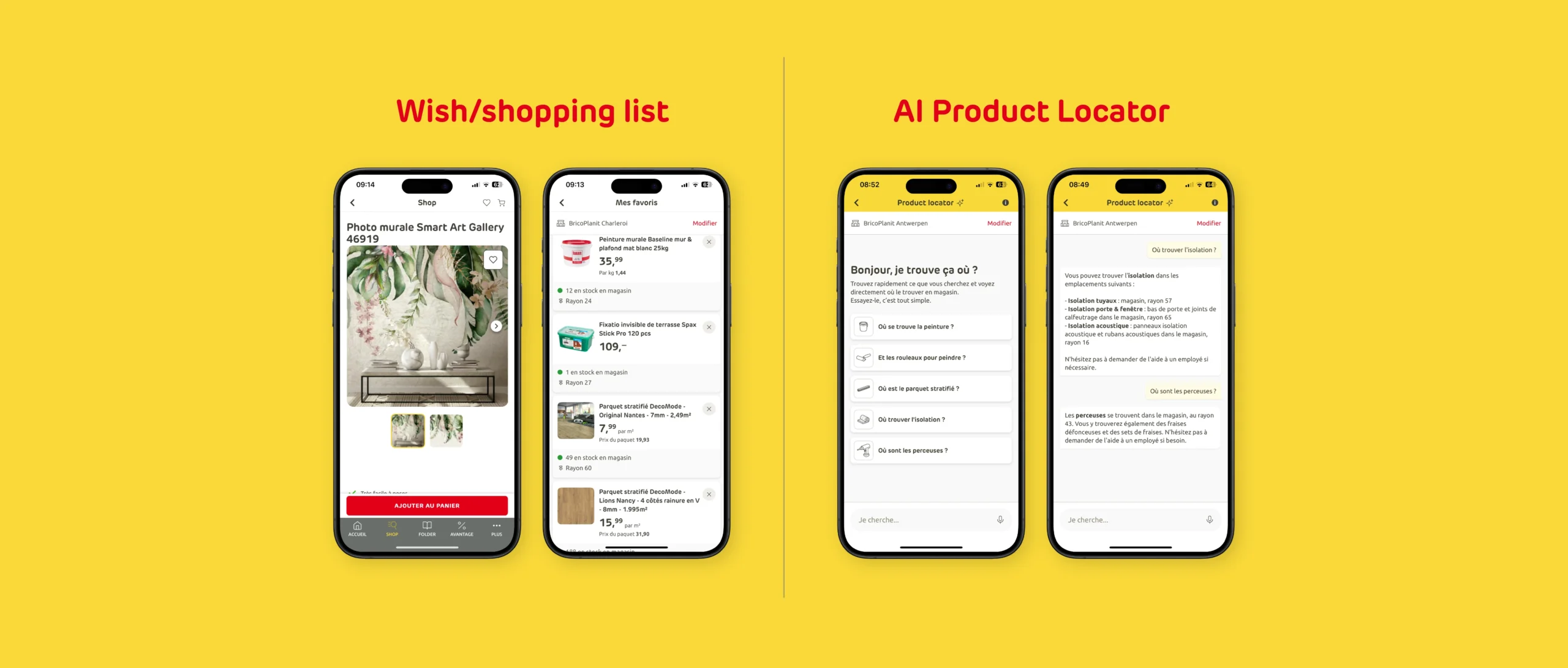 Phone mockups showing Praxis Product Locator feature
