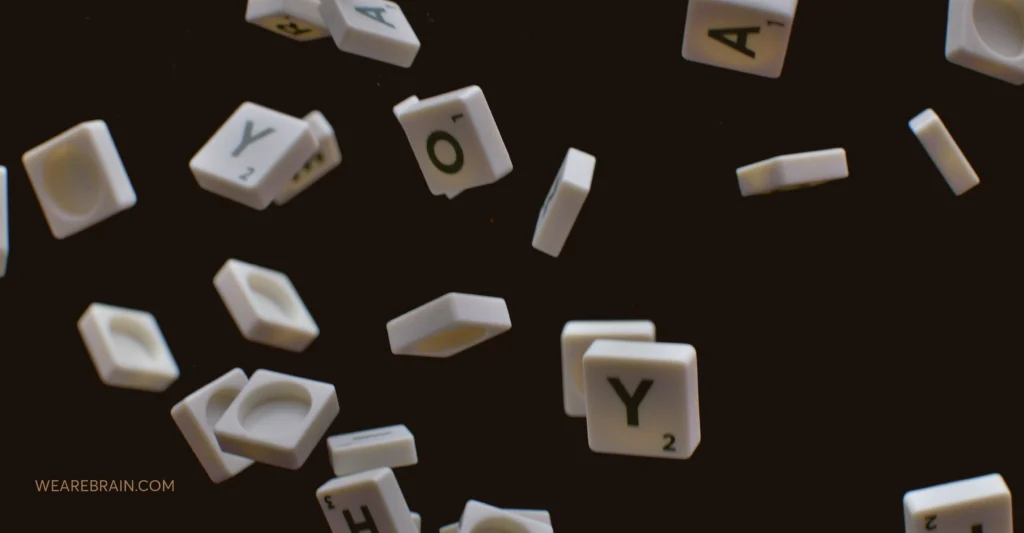 Letter signs are falling in space